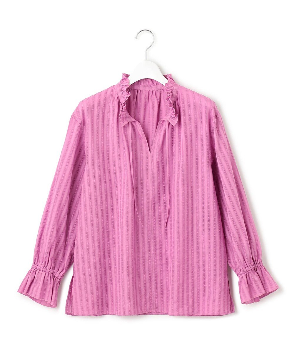 23区 【WEB限定/洗える】コットンカラミストライプ スキッパー ブラウス 