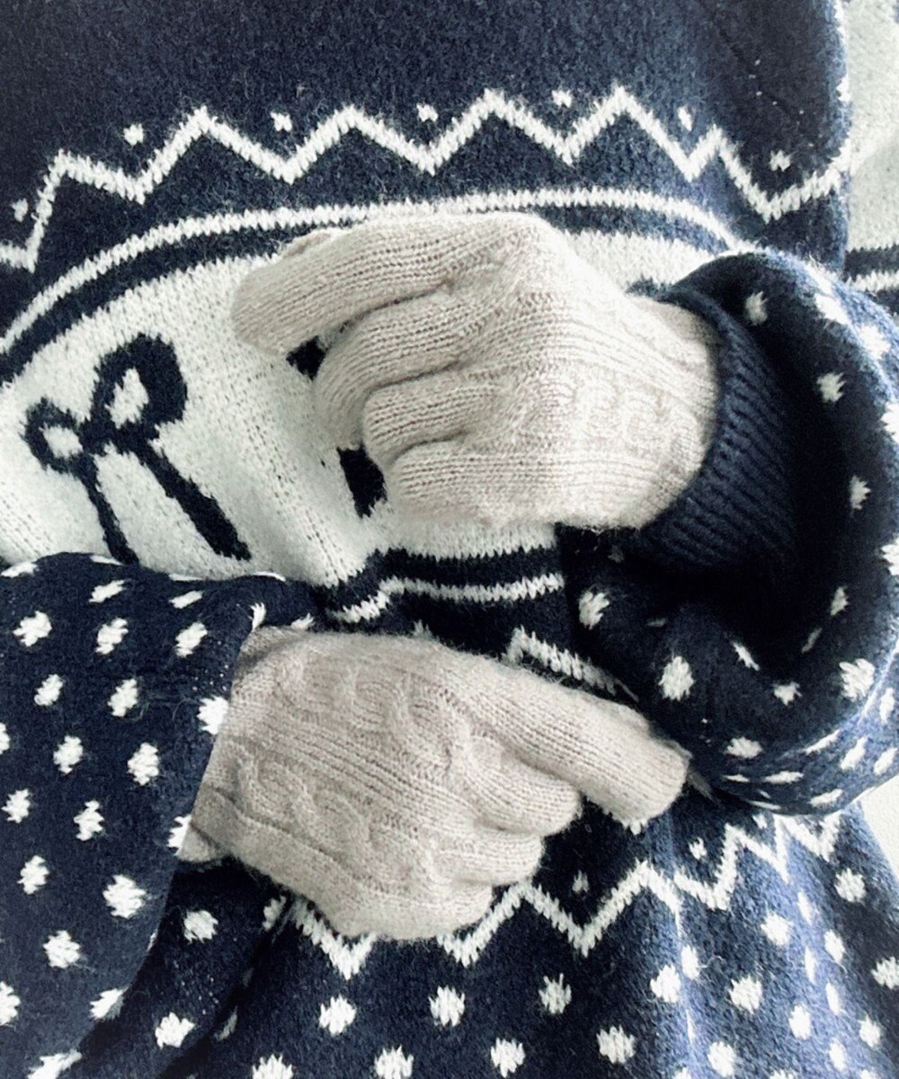 WEGO 【スマホ対応】ケーブル編みニットグローブ 