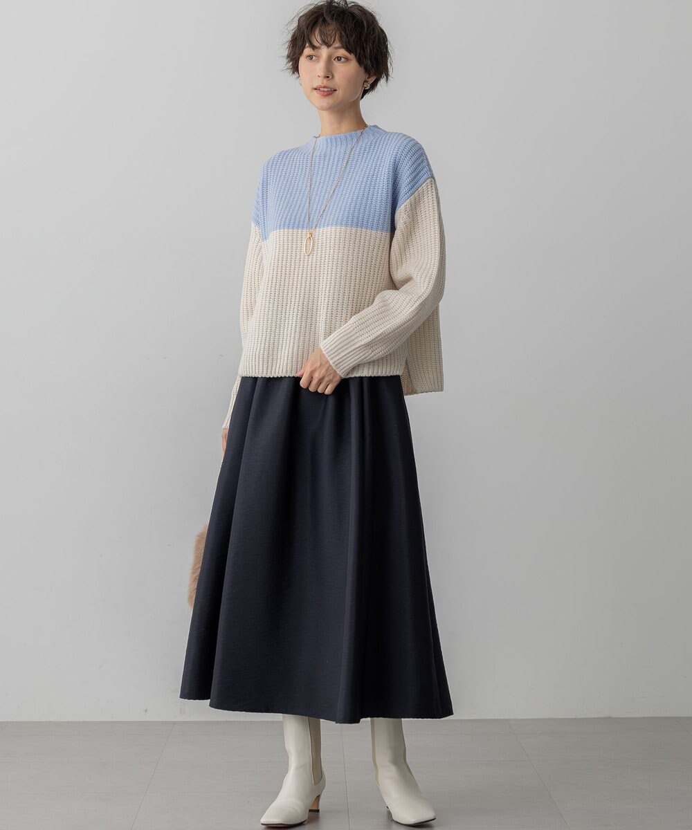 23区 S 【洗える】ウールカシミヤ カラーブロック バルキー ニット 