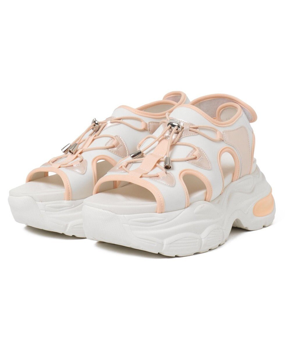 WEGO 【SMLXLサイズ展開】クリアライトソールレースアップサンダル 