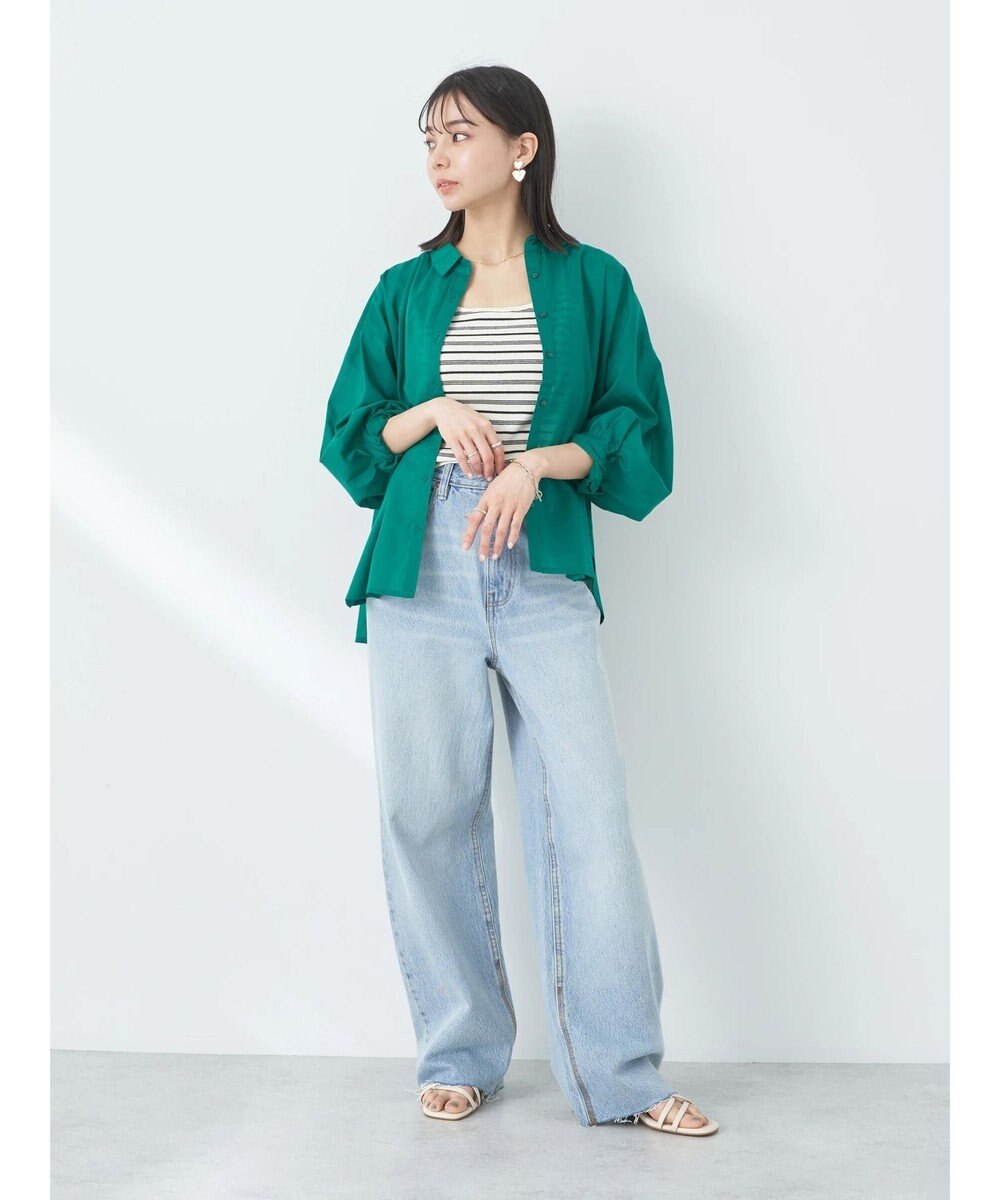 earth music&ecology コットンボイルギャザーシャツ 