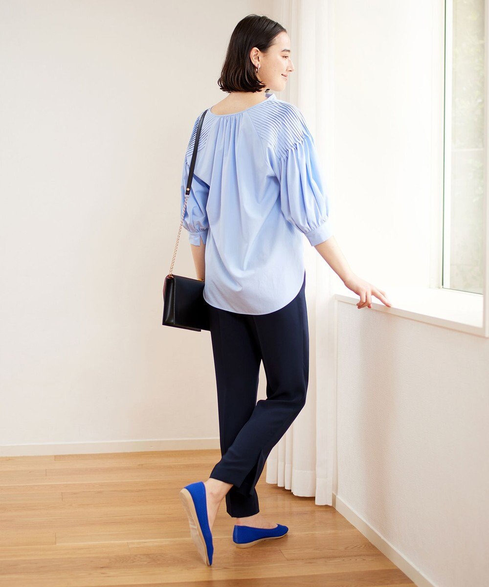 UNFILO 【洗える/シワになりにくい】イージーケア タックスリーブブラウス 