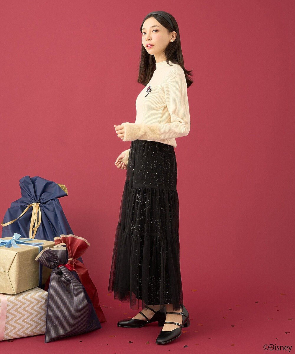 earth music&ecology Ｄｉｓｎｅｙ／フィガロ刺繍袖フェザーニット 