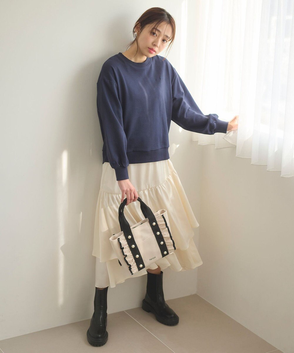 Feroux 【セットアイテム】裏毛プルオーバー×ランダムプリーツ スカート 