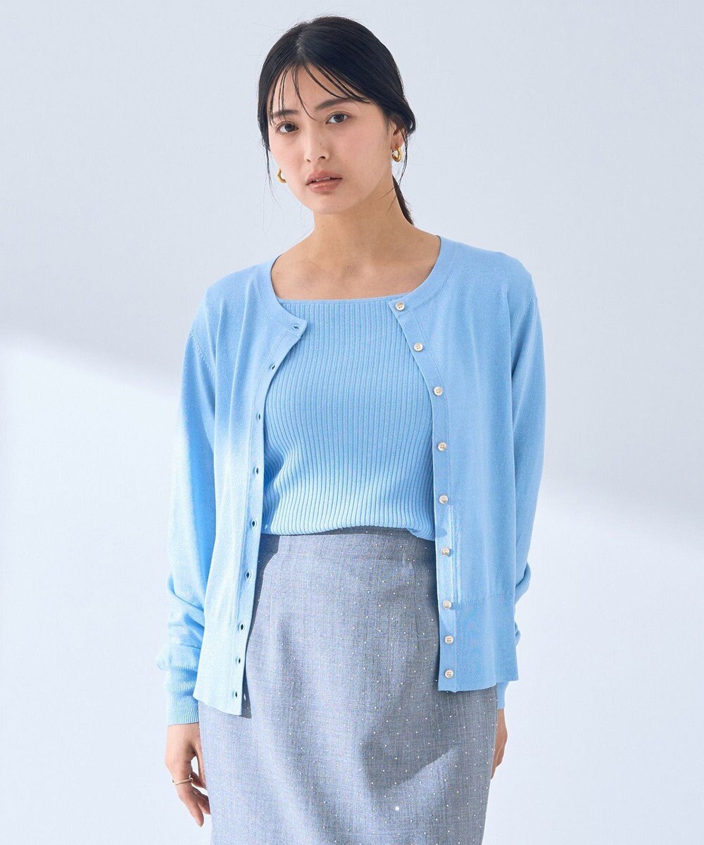 YECCA VECCA ラメ混クルーネックカーディガン 