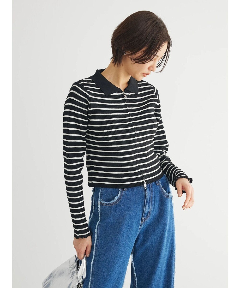 Green Parks ・ＥＬＥＮＣＡＲＥ　ＤＵＥ　Ｗ　ＺＩＰ　ボーダーカーデ 