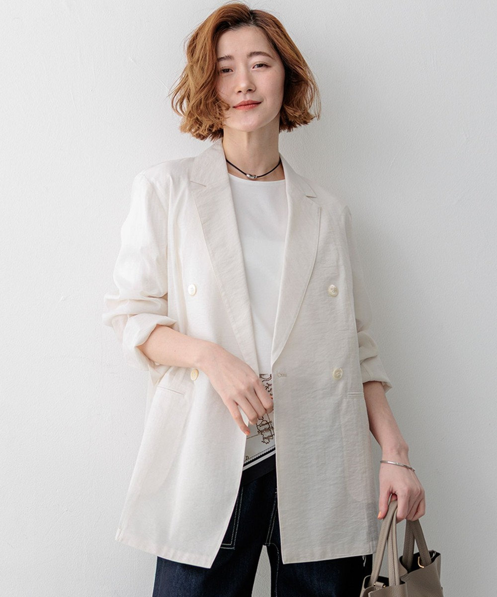 23区 【先行予約】ナイロンコットンシアーボイル ダブルジャケット 