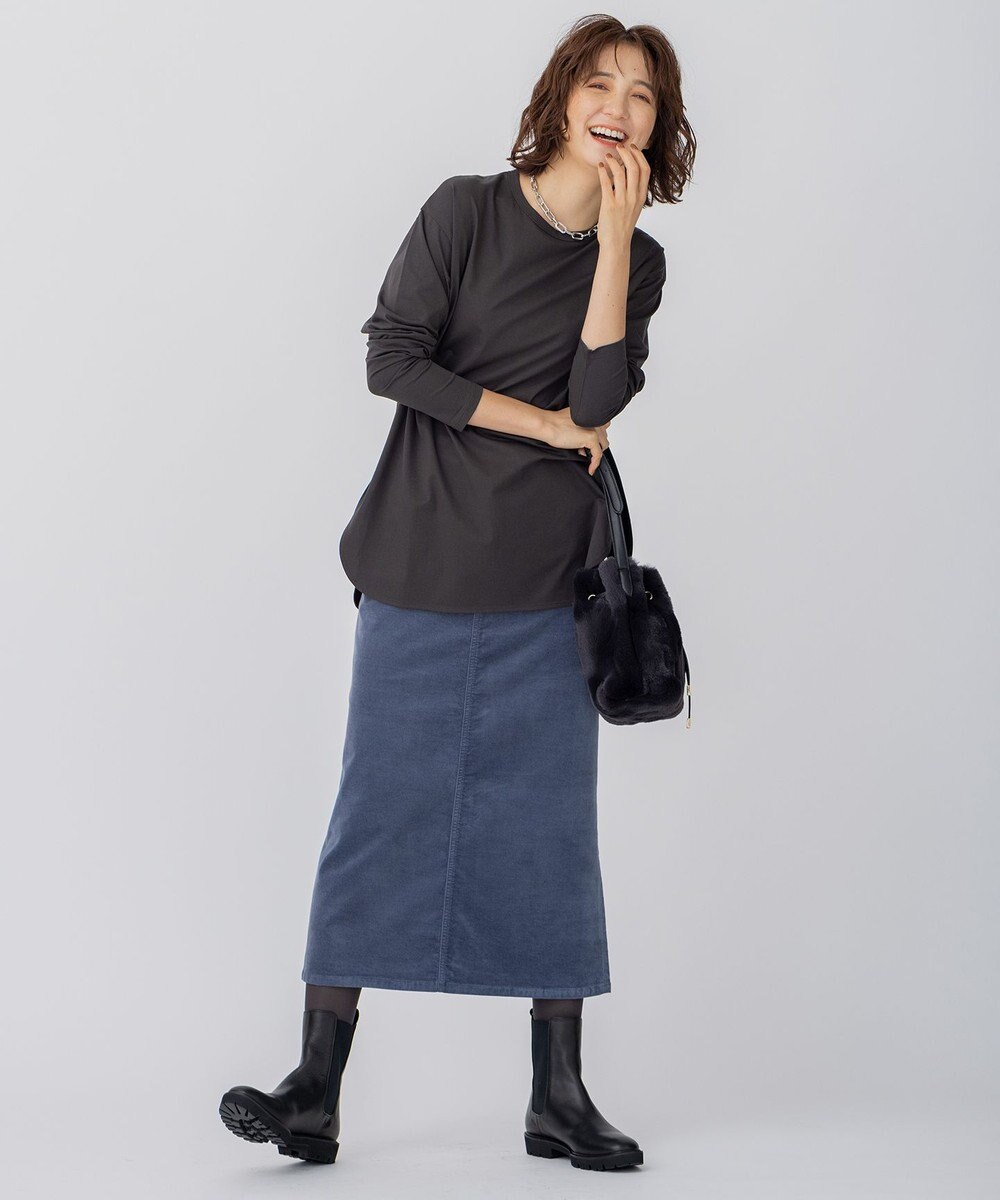 23区 【洗える】23区DENIM ベルベットストレッチ Aライン スカート 