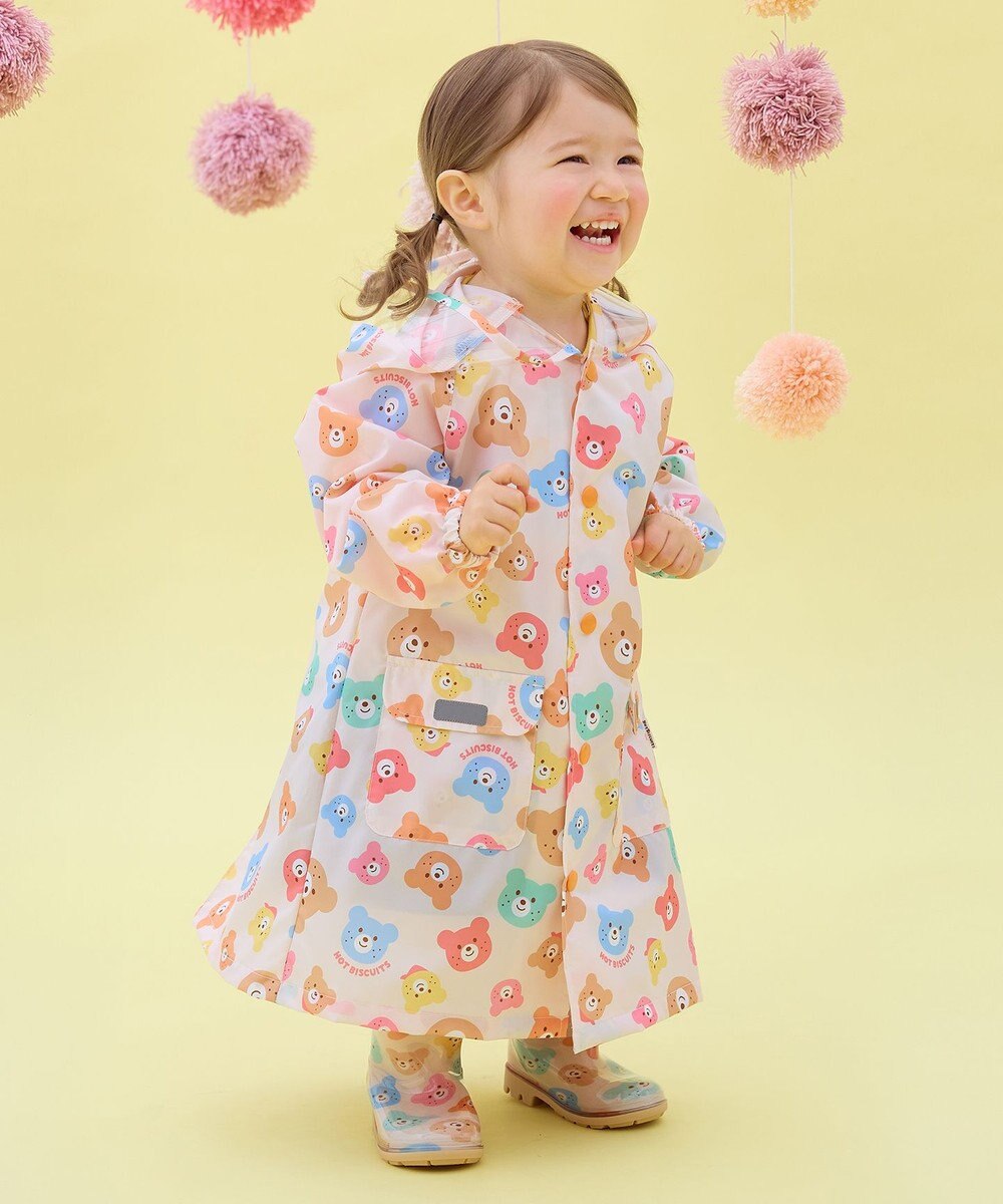 MIKI HOUSE HOT BISCUITS 【80-120cm】カラフルビーンズ 総柄レインコート 
