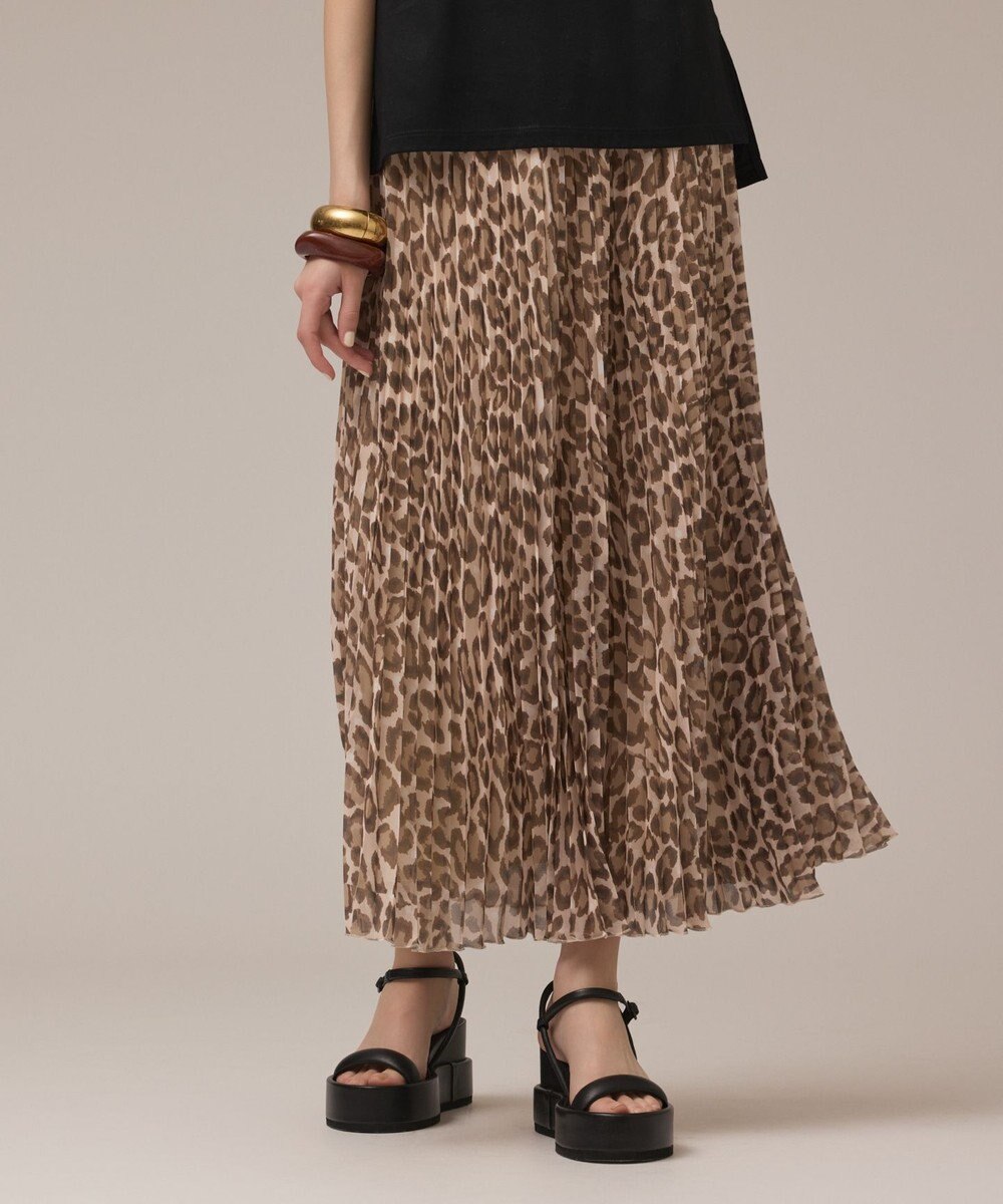 GRACE CONTINENTAL ヒョウ柄ロングプリーツスカート 