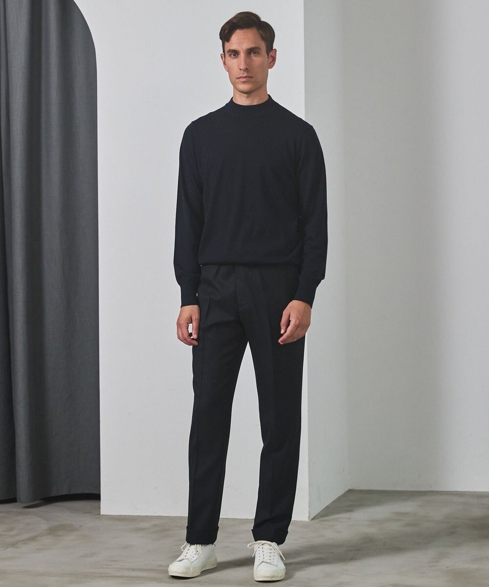 GOTAIRIKU 25年新作【洗える/チクチクしにくい/ピリングしにくい】イタリア糸 ハイゲージ カバーネックニット_WOOL100％ 