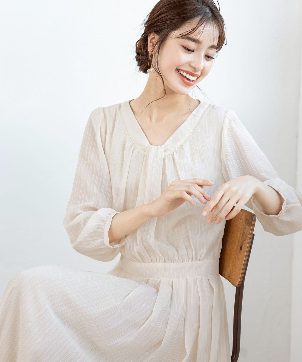 Tiaclasse 【新色追加・洗える】シフォンギャザーワンピース 