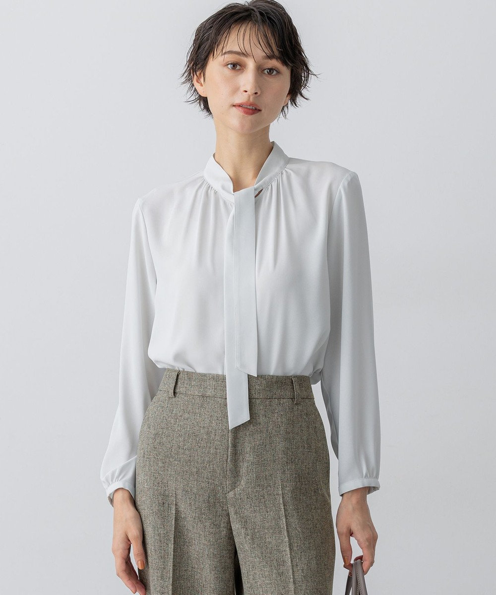 23区 S 【洗える】バックサテンアムンゼン ボウタイ ブラウス 