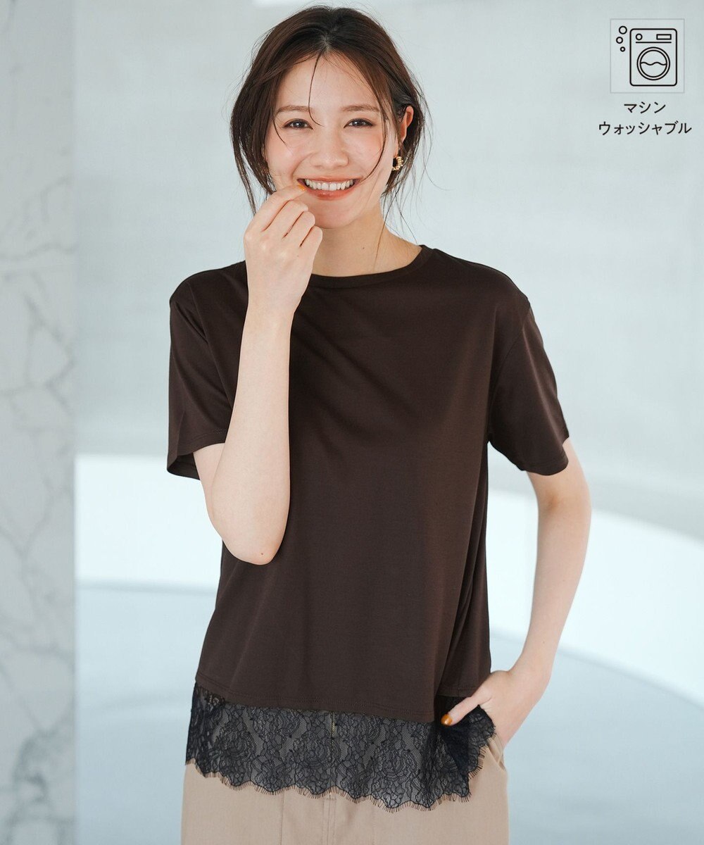 ANY SIS L 裾レース半袖Ｔシャツ 