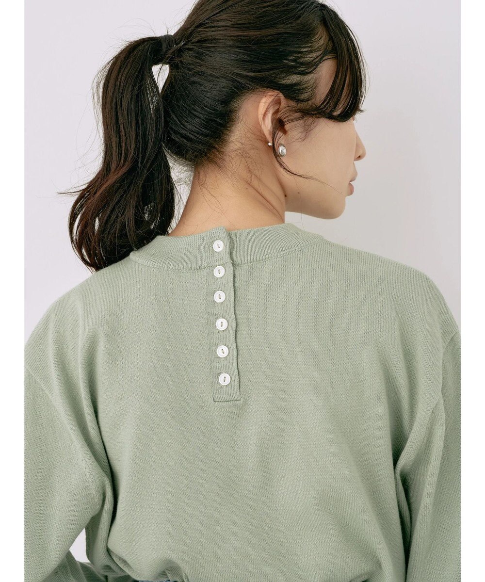 earth music&ecology バックボタンクルーネックニットプルオーバー 