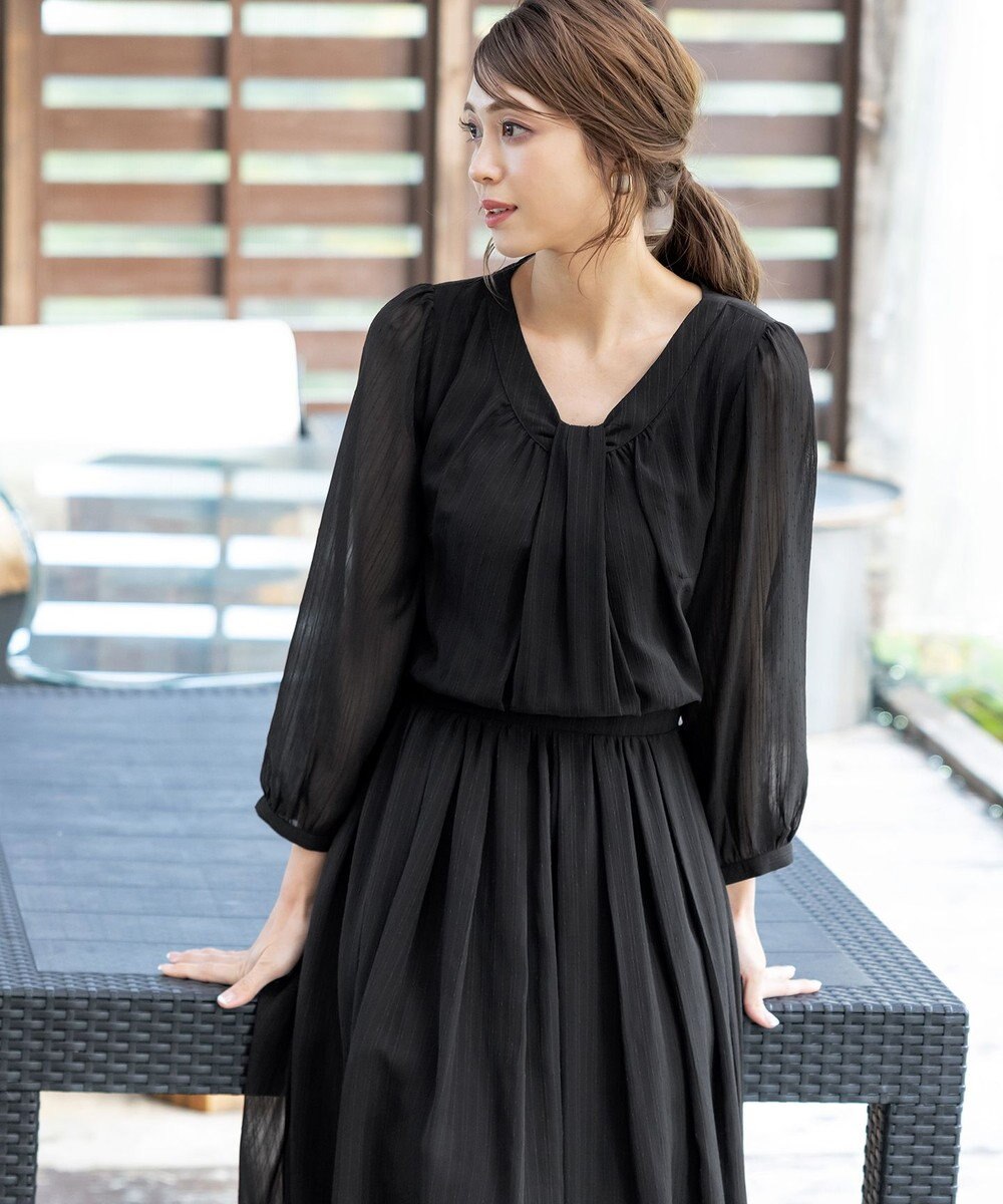 Tiaclasse 【新色追加・洗える】シフォンギャザーワンピース 