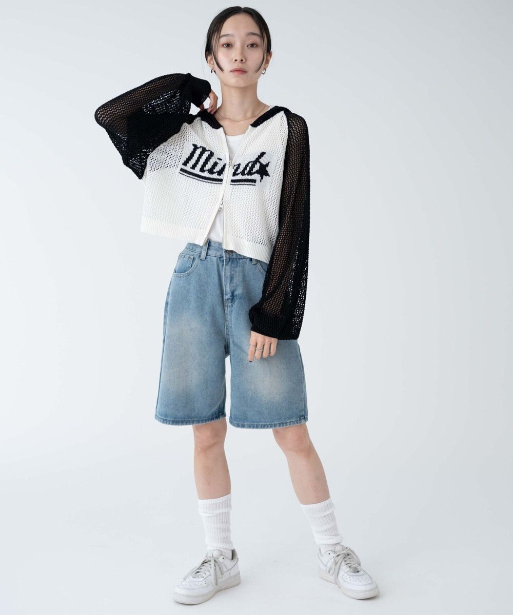 WEGO メッシュラグランニットパーカー 