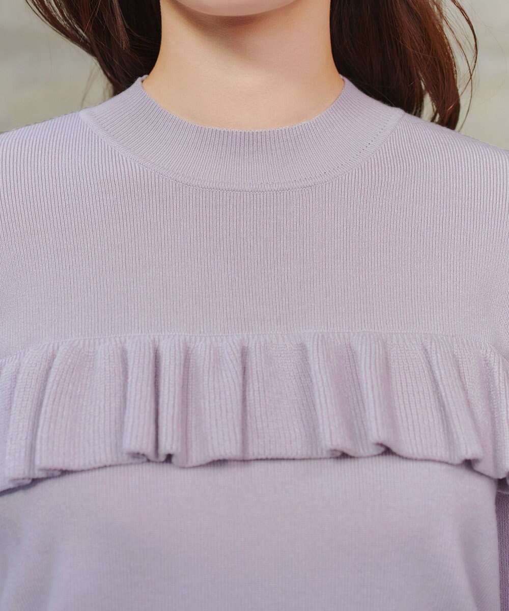 Tiaclasse L モックネックフリルニットトップス 