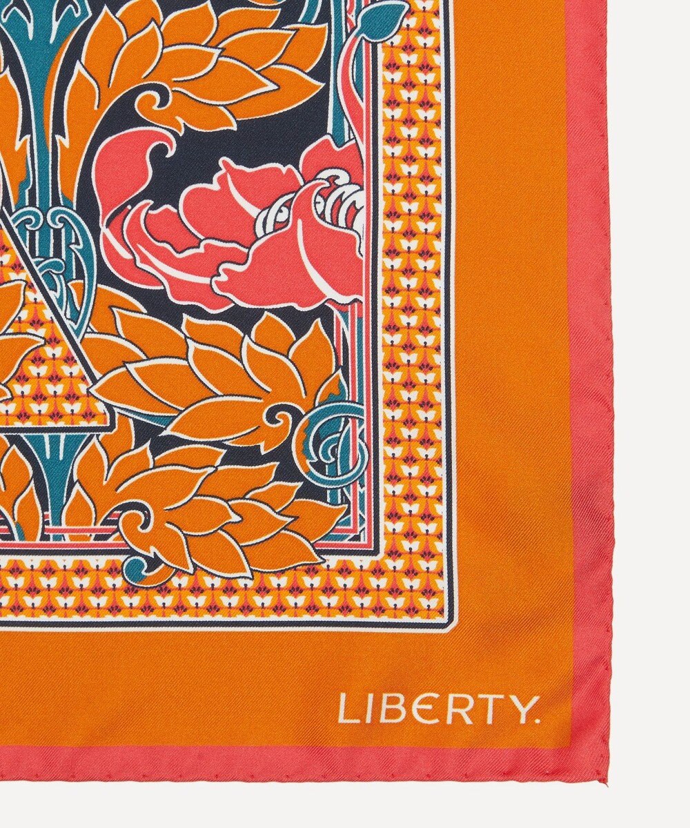 LIBERTY. アルファベット ピューター・ポピー R 45x45 シルク スカーフ 
