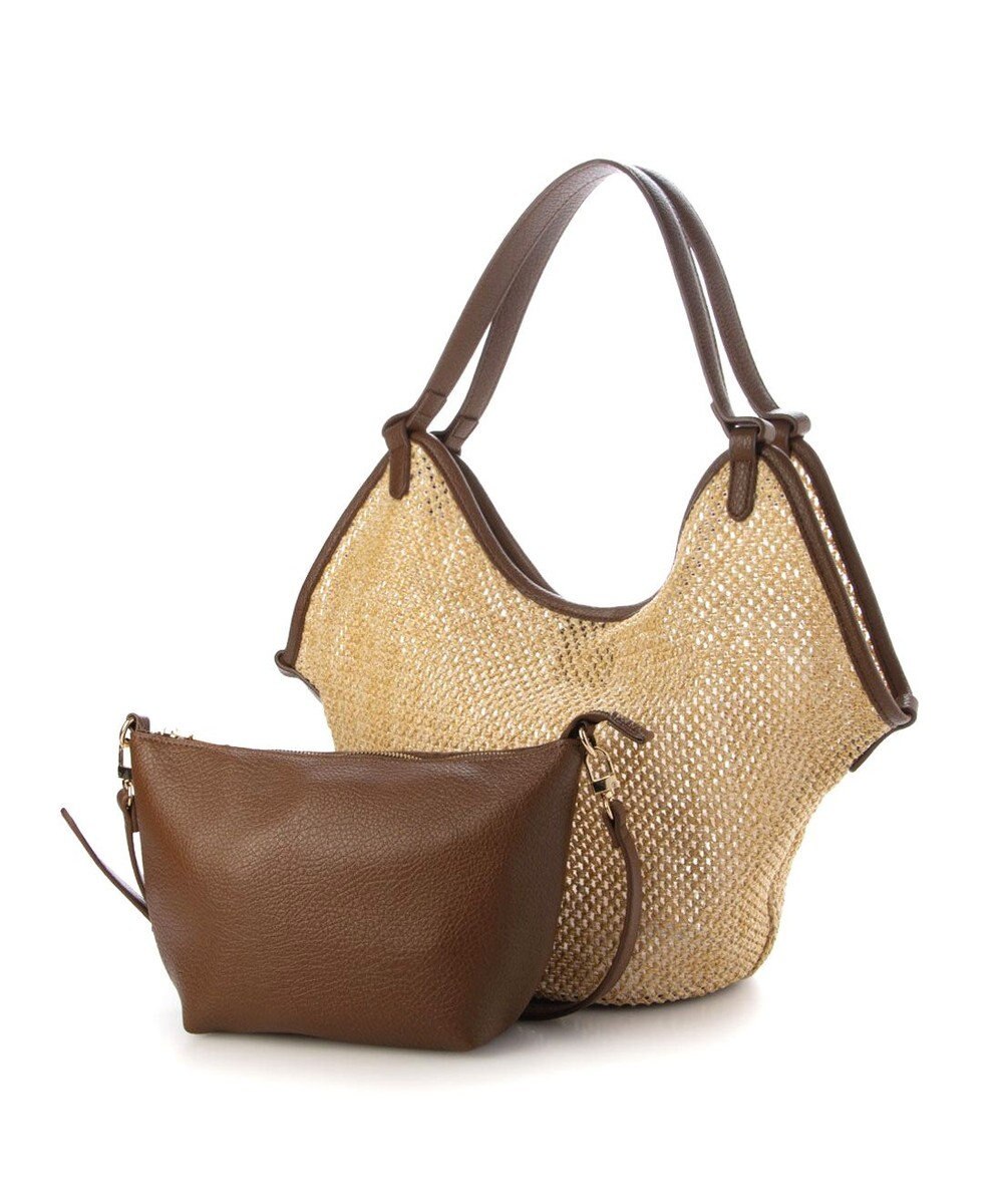 UNBILLION カシュカシュ cachecache / フェイクレザーショルダーバッグ付雑材風トート 