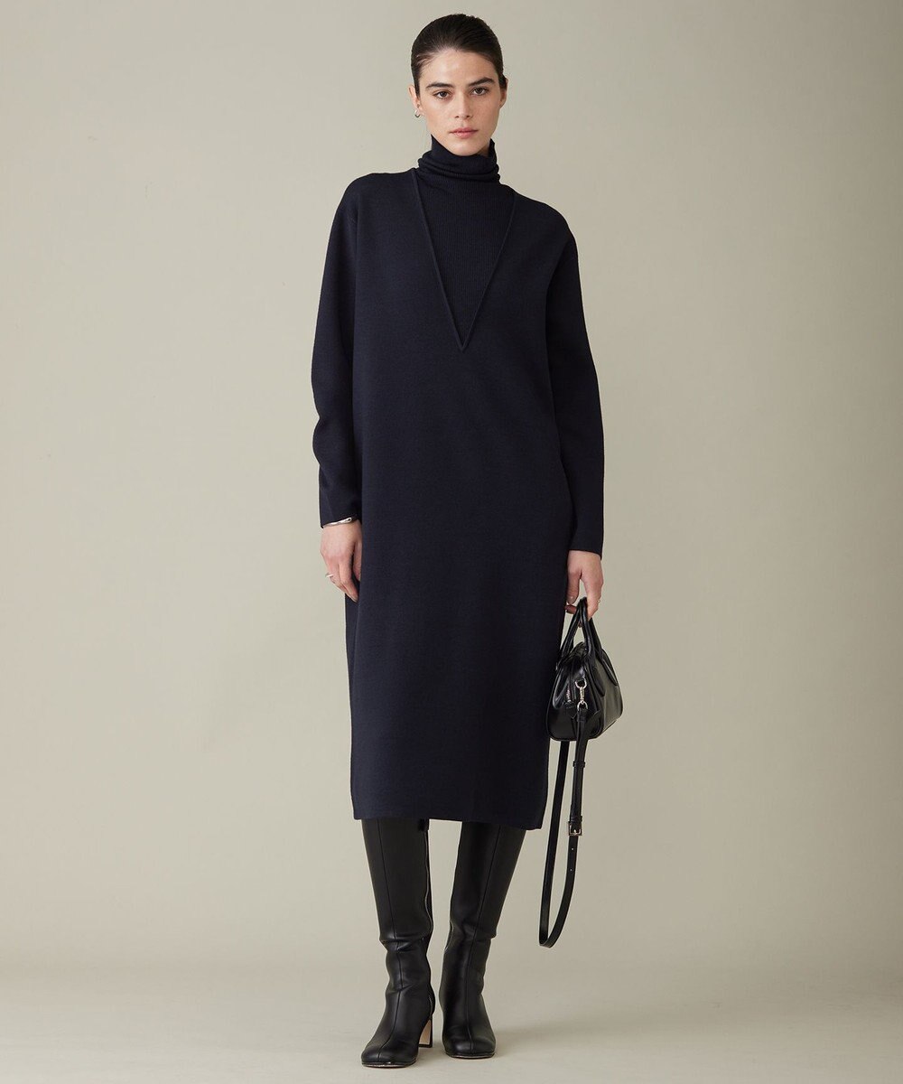 ICB 【WEB限定カラーあり】ウールブレンドスムース レイヤードデザインワンピース 