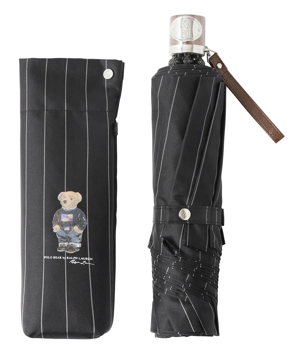 MOONBAT POLO RALPH LAUREN メンズ 折りたたみ傘 ストライプ×BEAR 65cm 
