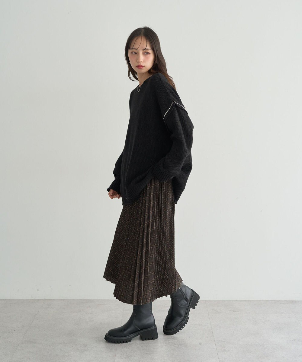 earth music&ecology 【洗濯機洗い可 / 選べる丈】アンチピリングC/A選べる丈配色ニット 