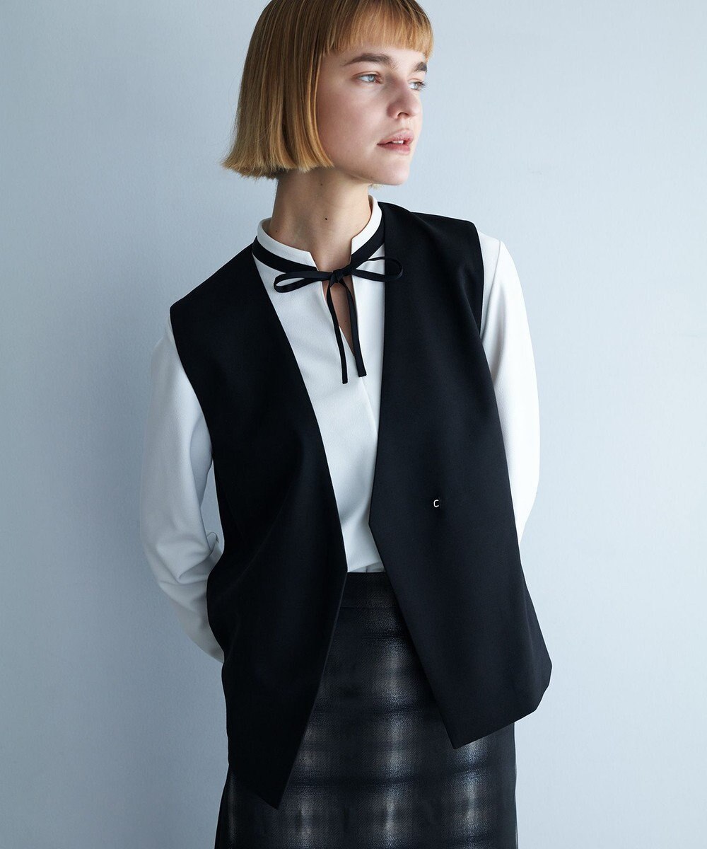 ICB L 【UVカット・洗える】ウール2WAYストレッチ Vネックベスト 