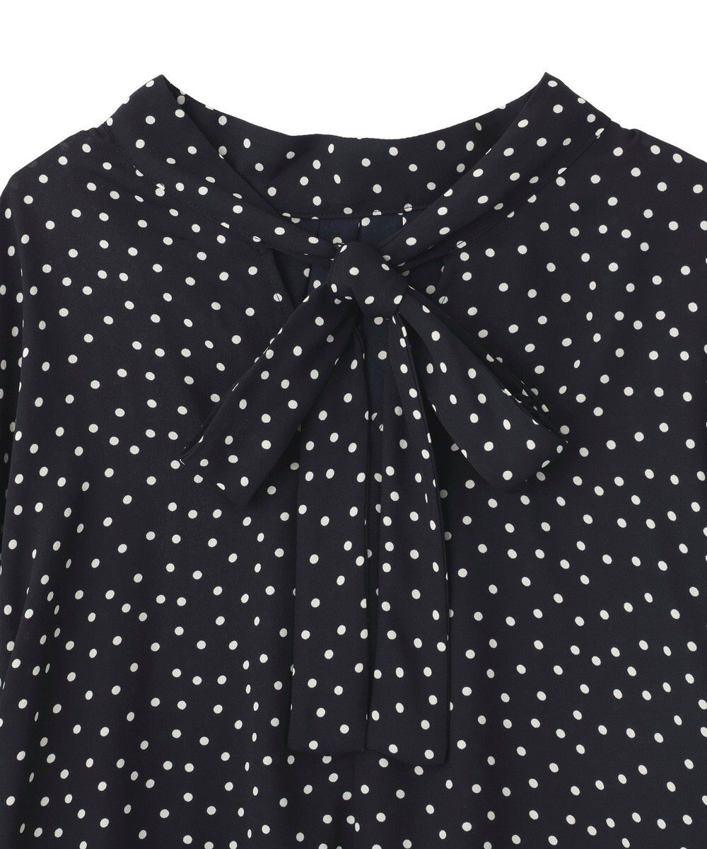 AMERICAN HOLIC 【イージーケア】ドット柄ボウタイブラウス 