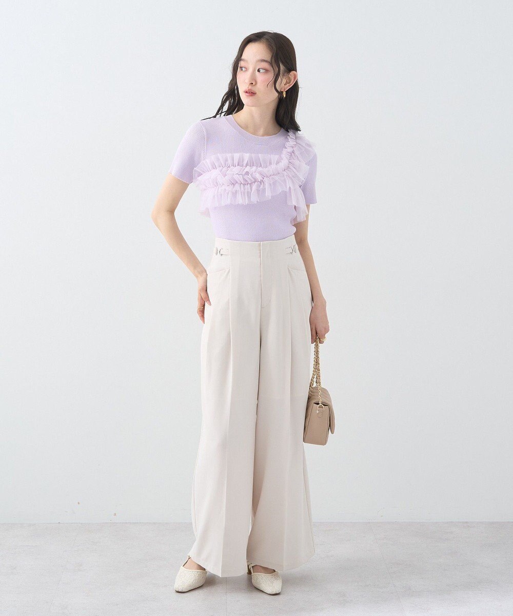 earth music&ecology アシメチュールフリルニットプルオーバー 