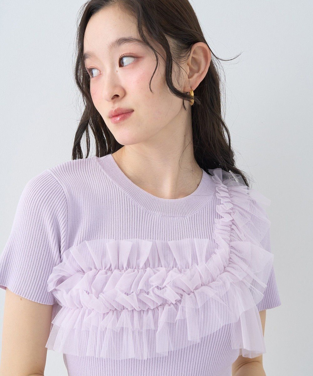 earth music&ecology アシメチュールフリルニットプルオーバー 