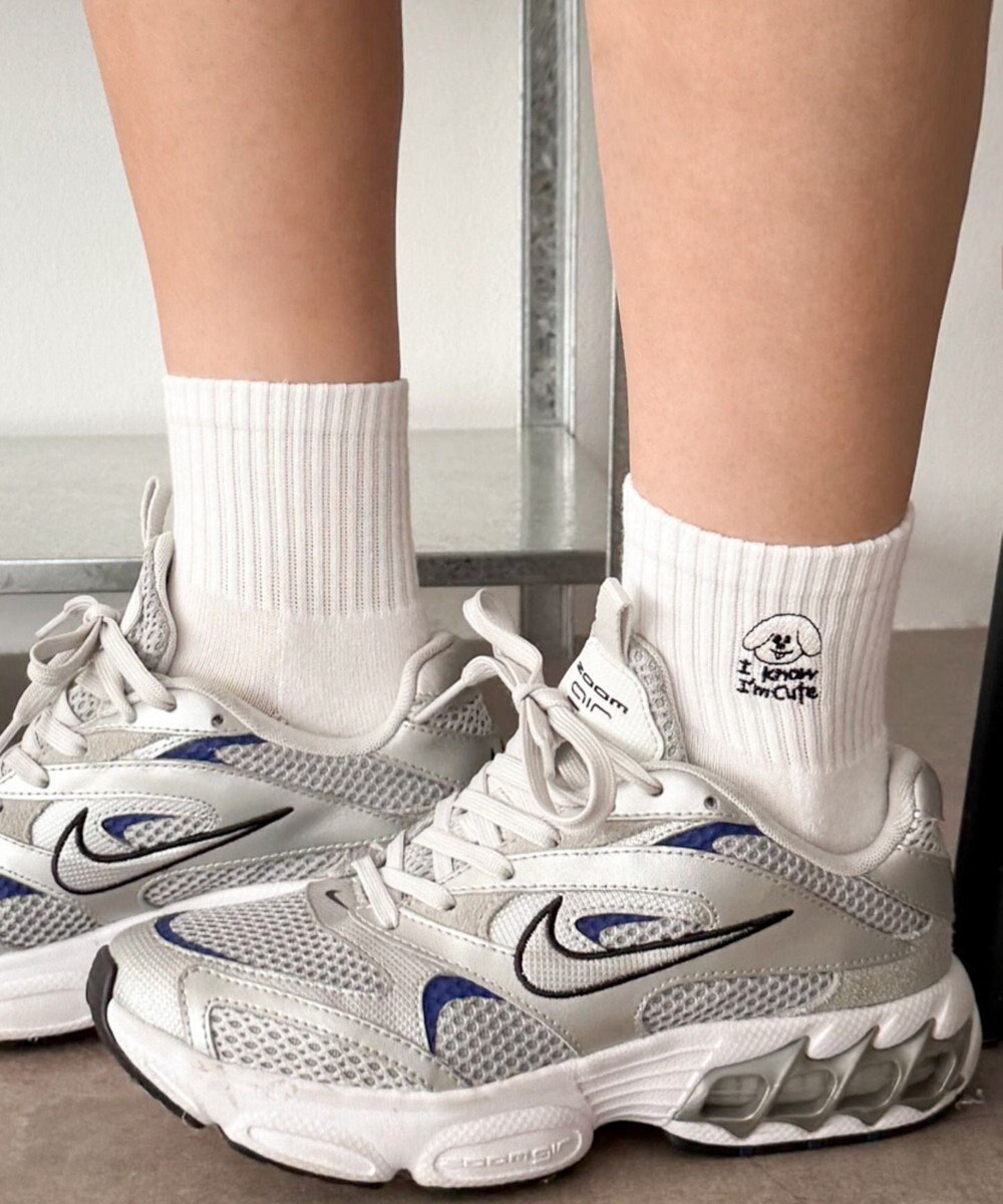 WEGO 手描き風刺繍アンクルパイルソックス 