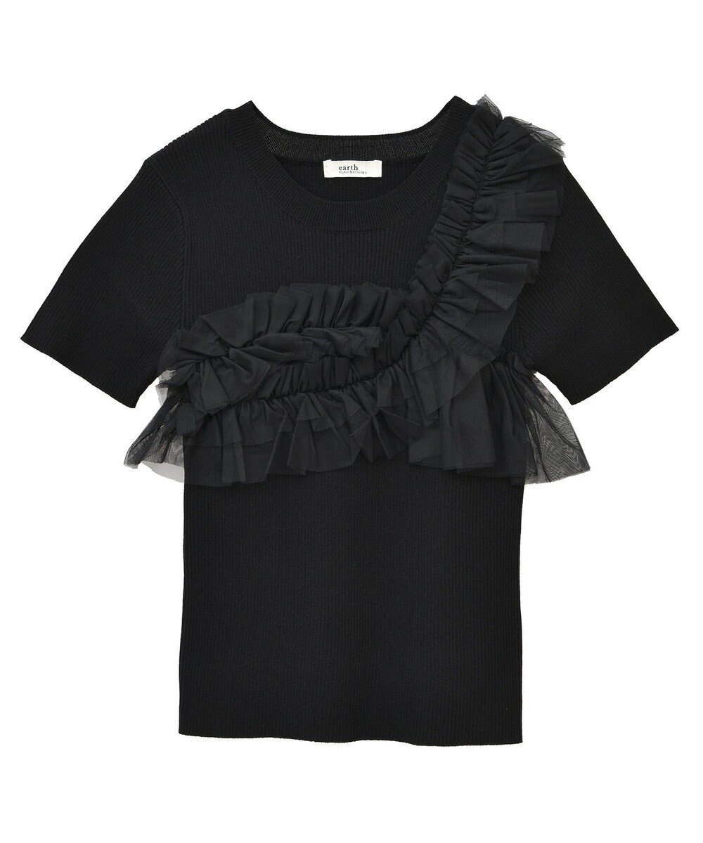 earth music&ecology アシメチュールフリルニットプルオーバー 