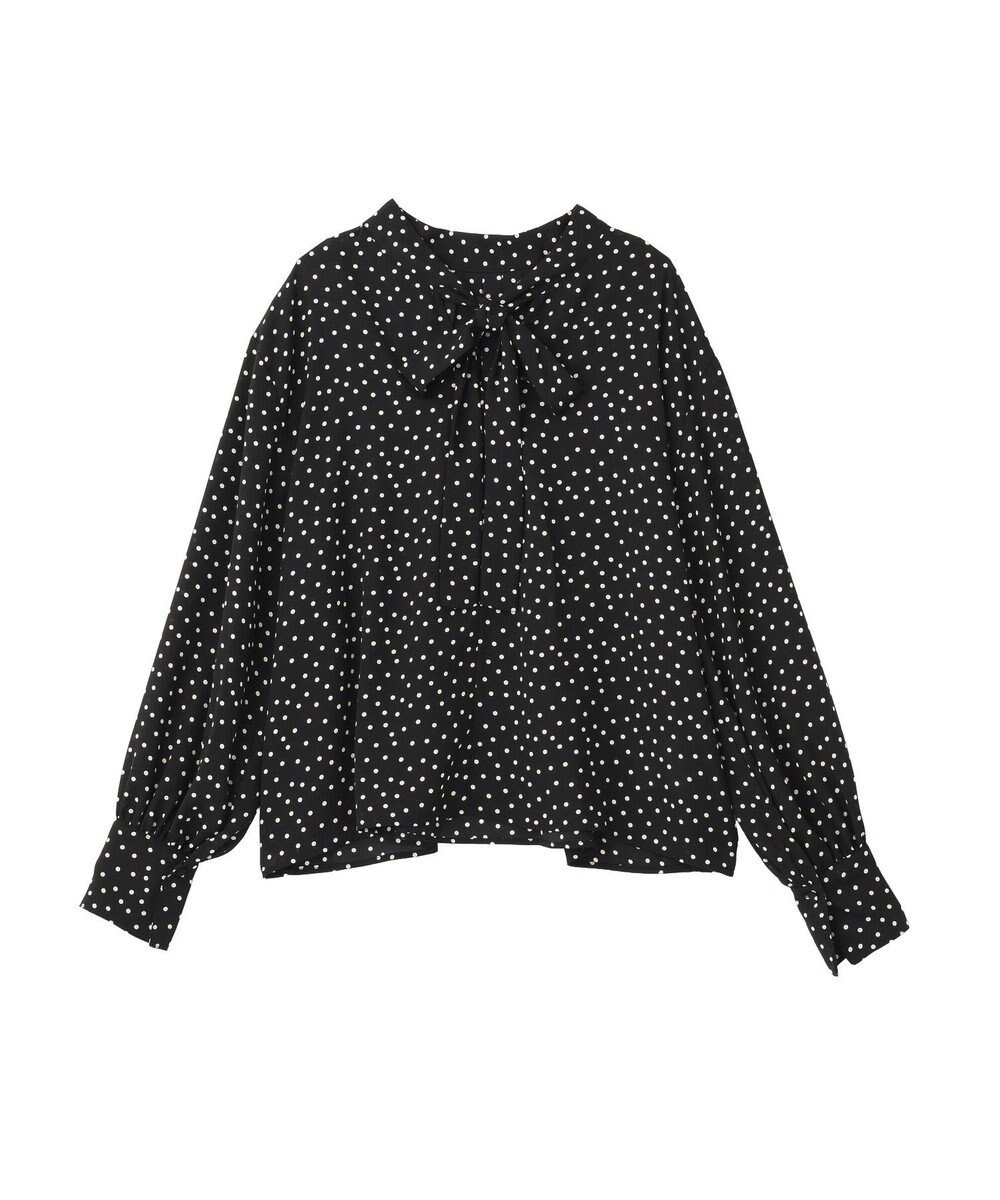 AMERICAN HOLIC 【イージーケア】ドット柄ボウタイブラウス 
