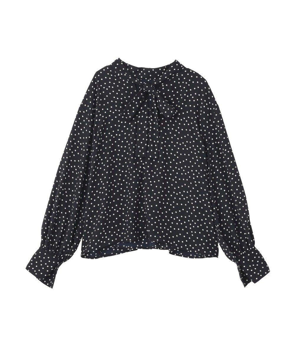 AMERICAN HOLIC 【イージーケア】ドット柄ボウタイブラウス 