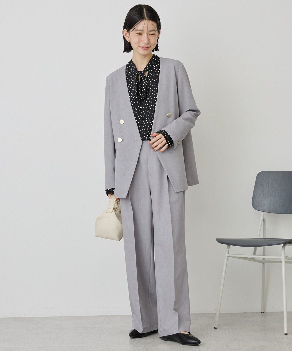 AMERICAN HOLIC 【イージーケア】ドット柄ボウタイブラウス 