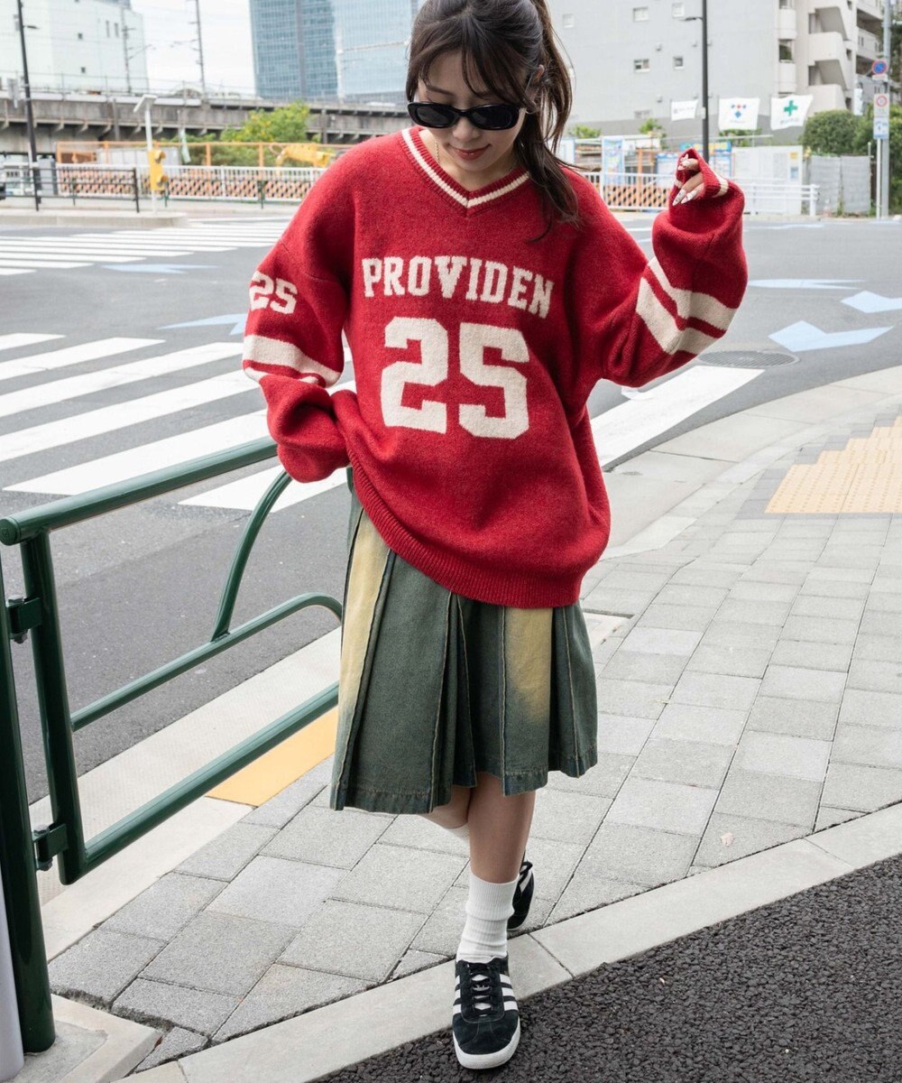 WEGO ナンバリングラインフラッフィーニット 