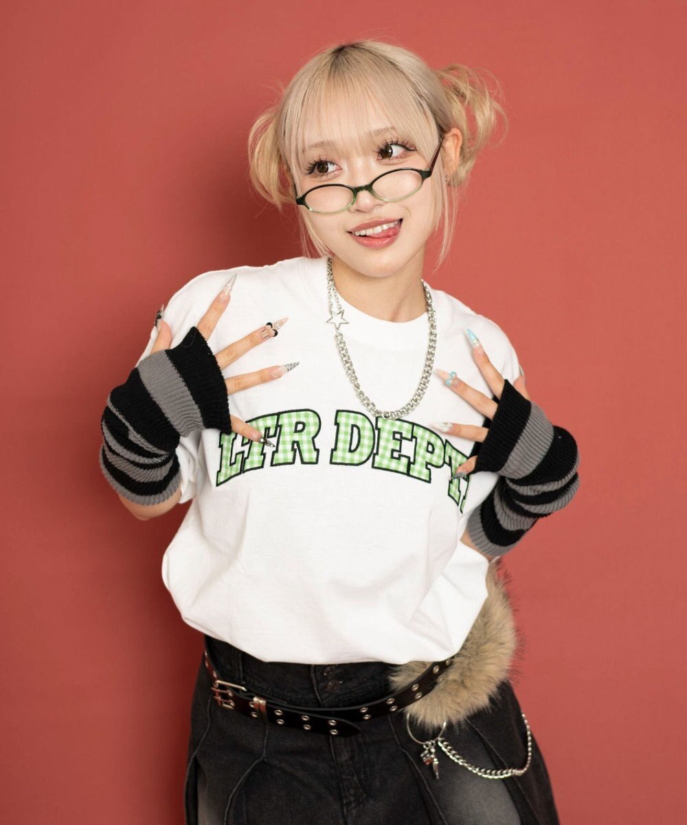 WEGO 【ユニセックス着用ITEM/MLサイズ展開】チェックカレッジグラフィックT（SS） 