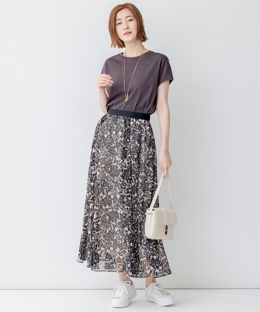 23区 【洗える】ボタニカルプリント フレア スカート 