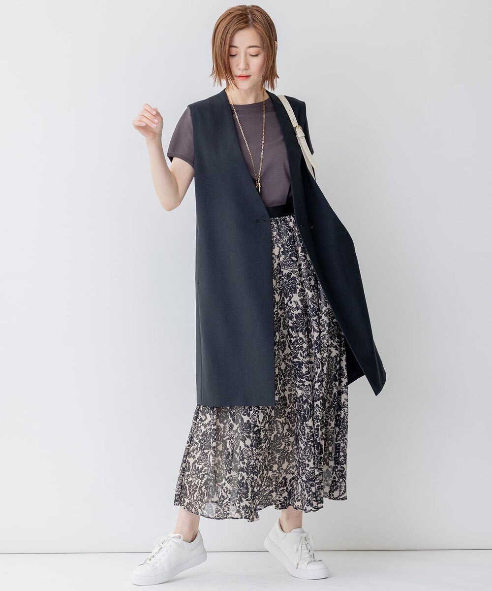 23区 L 【洗える】ボタニカルプリント フレア スカート 