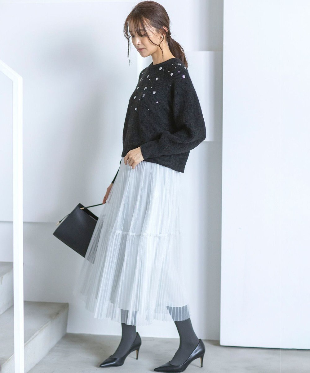 組曲 L ラメチュールプリーツ スカート 