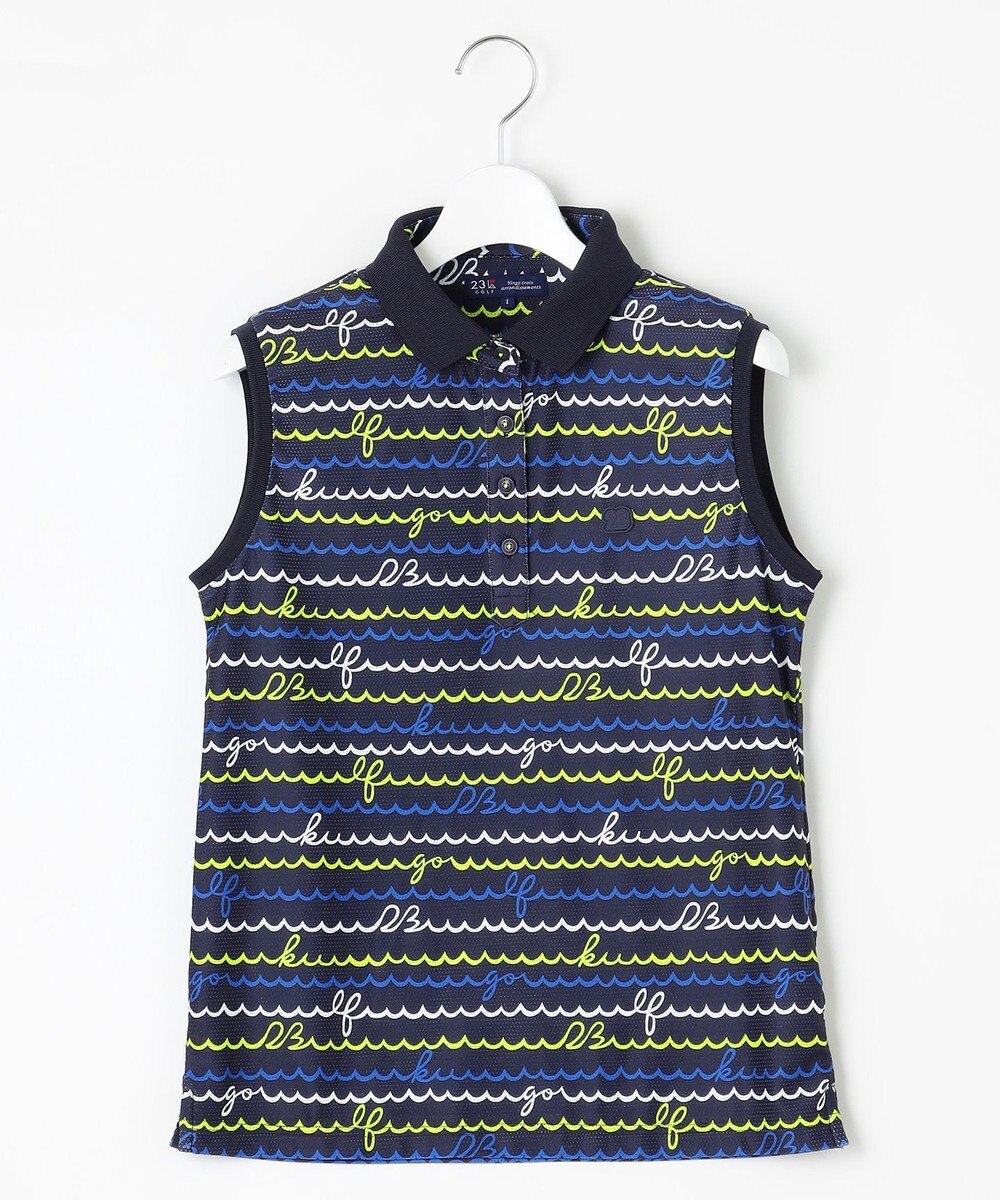 23区GOLF 【WOMEN】ウェーブロゴプリントノースリーブシャツ 