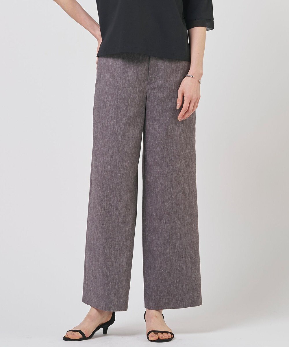 J.PRESS LADIES リネンバイオシャンブレー ワイド パンツ 