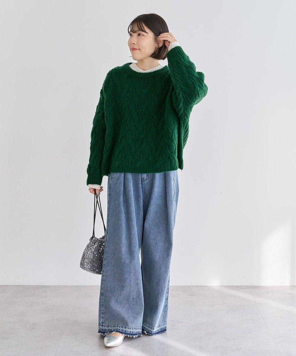 Green Parks ふわふわケーブルニットプルオーバー 