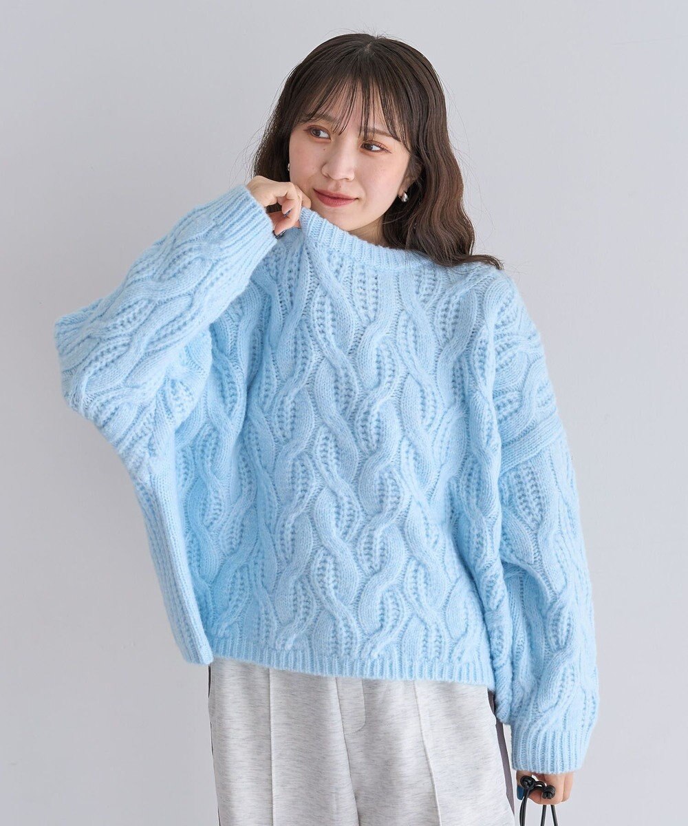 Green Parks ふわふわケーブルニットプルオーバー 