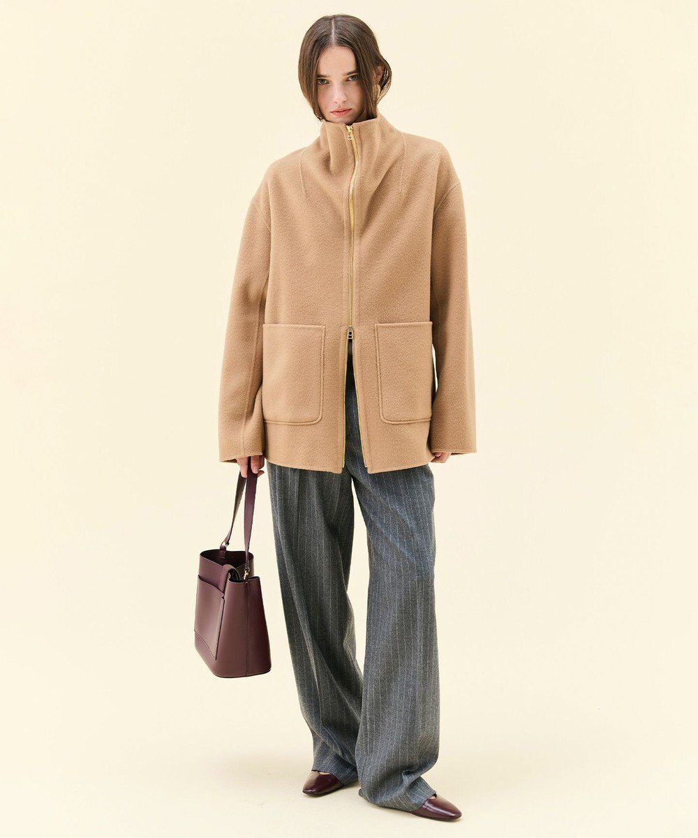 BEIGE， DELAND / ウールピンストライプハイウエストタックパンツ 