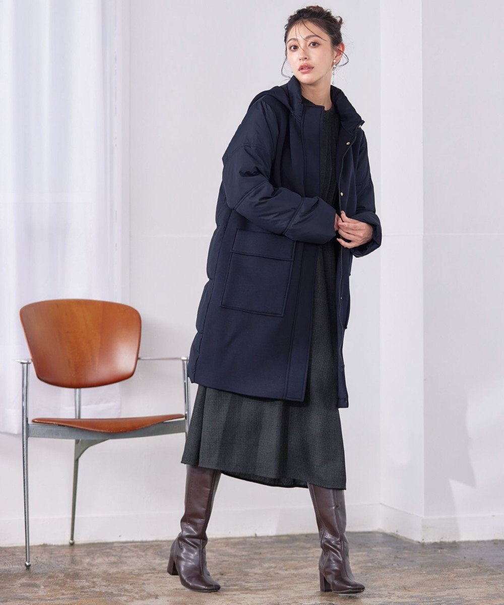 Tiaclasse 【洗える】バンドカラーチェック柄シャツワンピース 