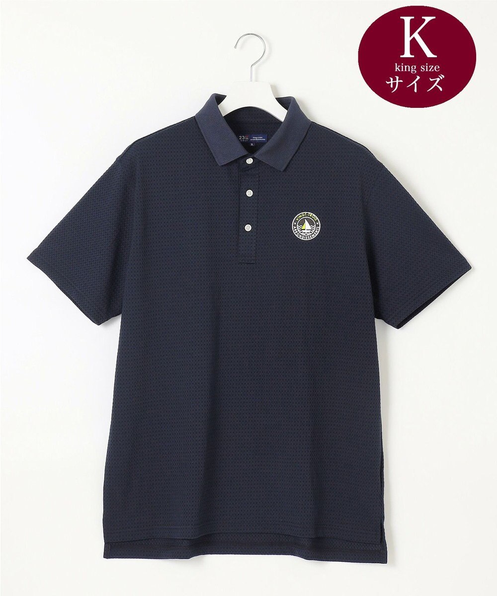 23区GOLF 【MEN/キングサイズ】ポリエステルサッカー 半袖ポロシャツ 