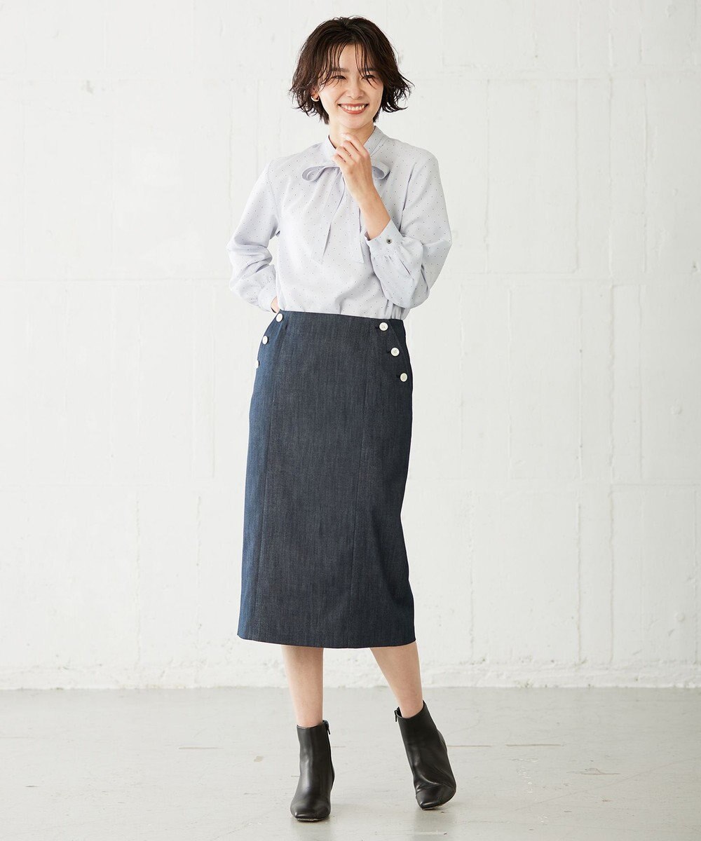 J.PRESS LADIES 【洗える・吸水速乾】 ライトアムンゼンドットPT リボン ブラウス 