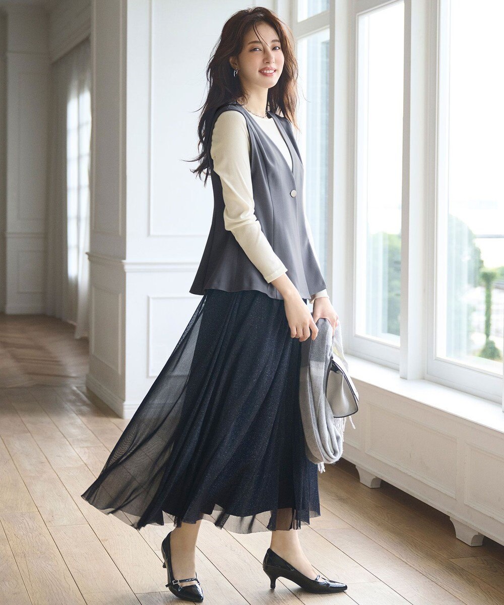 ANY SIS S 【洗える】チュールベロア プルオーバー 